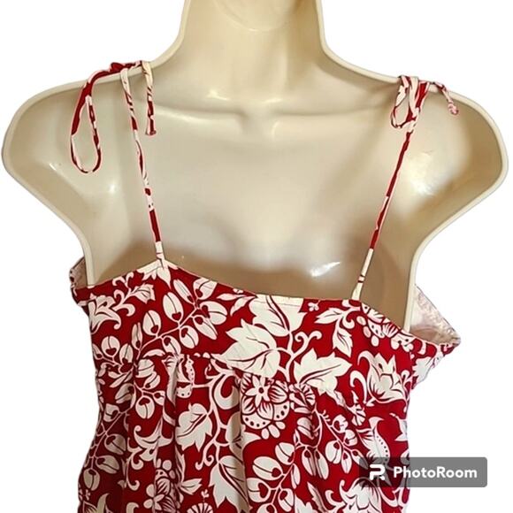 Excellent Forever 21 Juniors Red White Floral Adjustable Strap Tank Top Sz Large - Picture 6 of 7